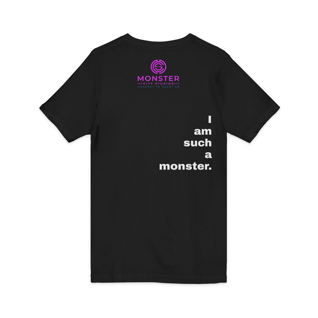 Minimalist Logo V‑Neck Tee — Pink Circle Monster Studios Graphic