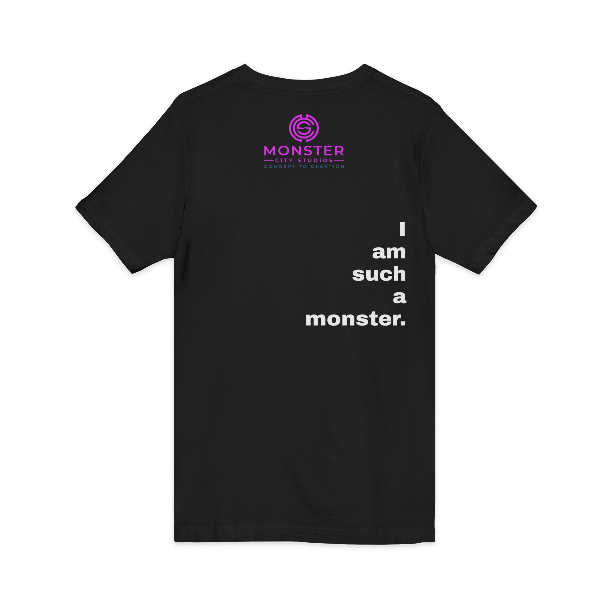 Minimalist Logo V‑Neck Tee — Pink Circle Monster Studios Graphic