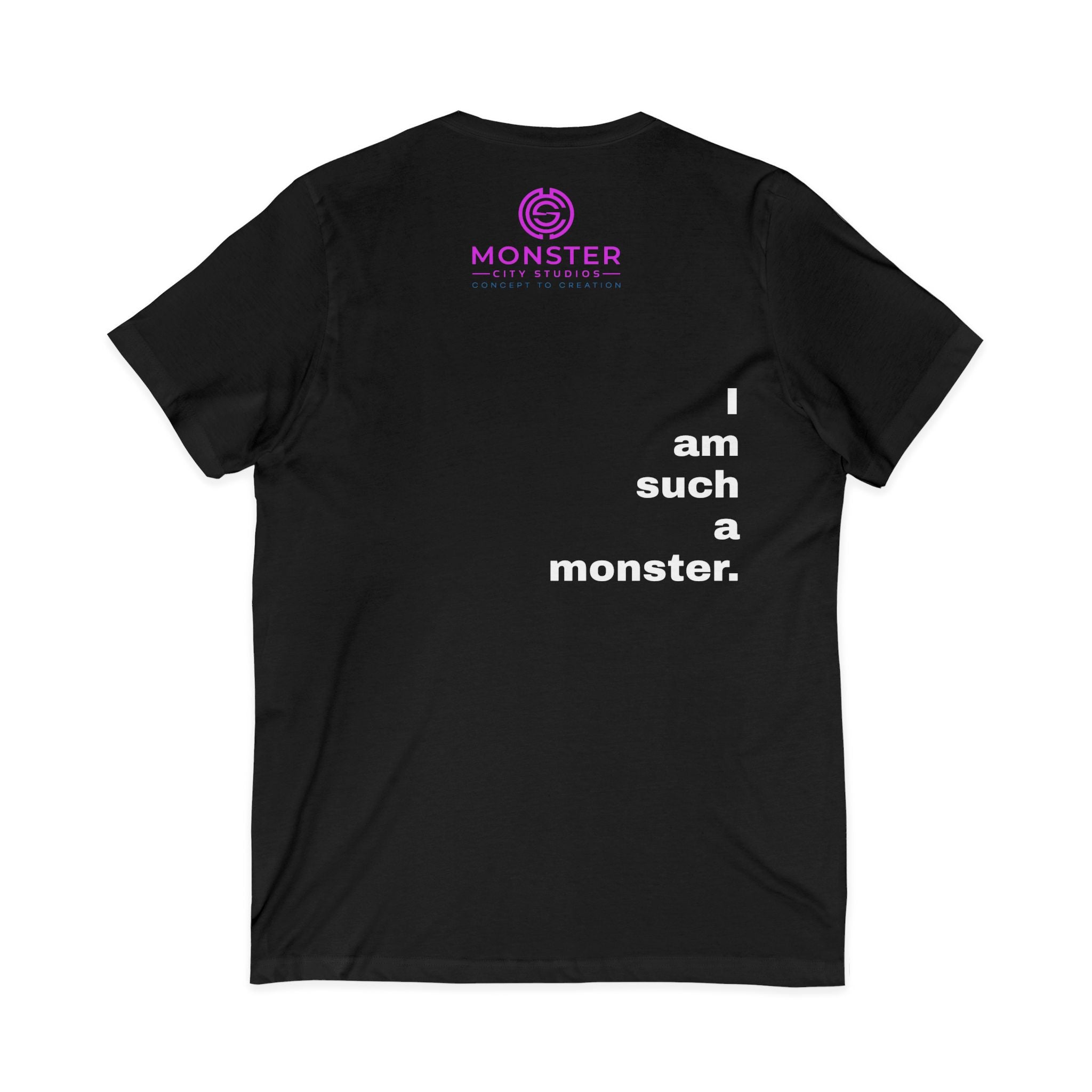 Minimalist Logo V‑Neck Tee — Pink Circle Monster Studios Graphic