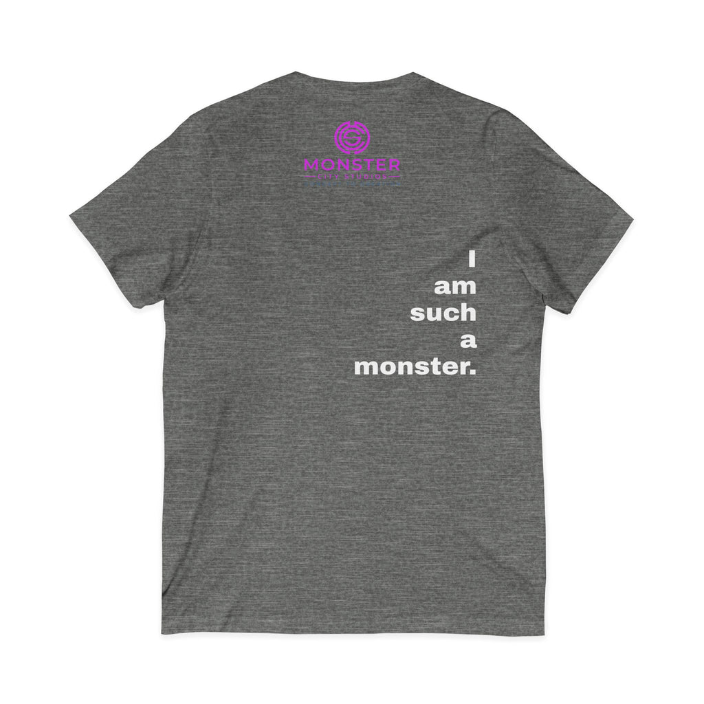 Minimalist Logo V‑Neck Tee — Pink Circle Monster Studios Graphic