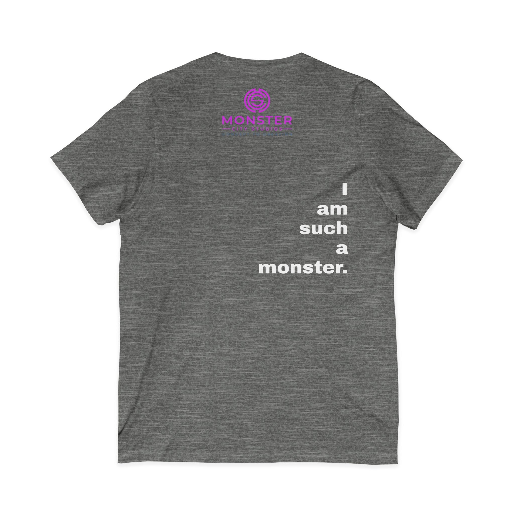 Minimalist Logo V‑Neck Tee — Pink Circle Monster Studios Graphic